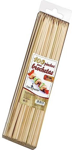 DON PALILLO - 100 brochetas de bambú de 250 x 3 mm. Pinchos para barbacoa, postres, manualidades o actividades de bricolaje (1)