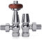 VANCOCO Traditional Angled Radiator Valves 1/2×15mm, Brass Thermostatic Radiator Valve, Cast Iron Antique Thermostat Radiator Thermostat TRV Pair with Solid Wood Handwheel (Chrome)