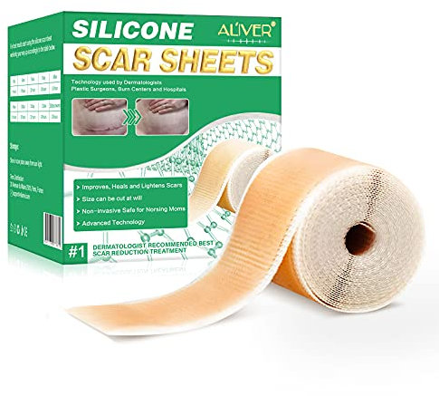 Pansement silicone cicatrice, feuille de cicatrisation en silicone transparent, adoucit et aplatit les cicatrices (1.5m utilisés pendant 4 mois)