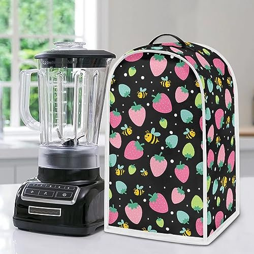 Poceacles Bees Strawberry Print Kitchen Blender Dust Cover Anti Fingerprint Kitchen Small Appliance Protector Dust Cover Blender, Juicer, Coffee Maker Cover