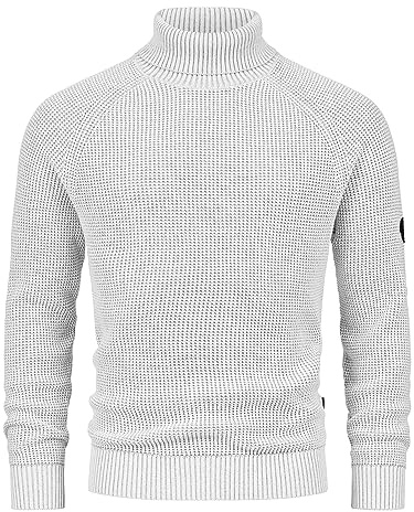 Indicode Herren INHarlan Feinstrick Pullover mit Rollkragen aus Baumwolle | Klassischer Feinstrickpullover aus Baumwolle mit Rollkragen, Herrenpullover, Strickpullover, Freizeitpullover für Männer