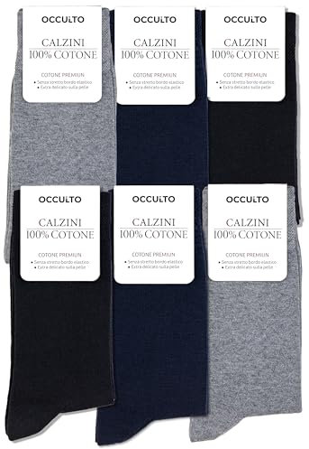 Occulto Calze 100% Cotone Uomo pacco da 6 (modello: Roland) miscela blu 43-46