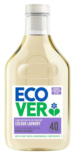 Ecover Concentrated Colour Laundry Detergent, Laundry Washing Liquid, Fresh Apple Blossom & Freesia Scent, 1 x 40 Washes, 1 x 1.43L