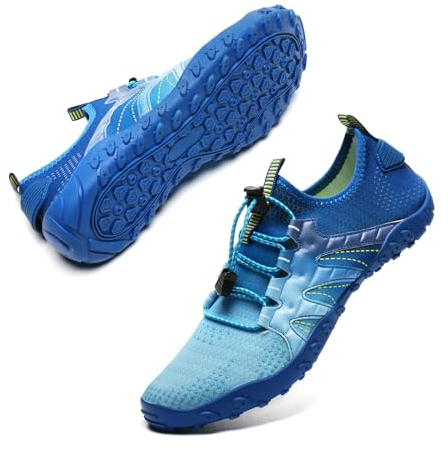 WateLves Chaussures Aquatiques Chaussons Homme Femme de Plongée d'eau Séchage Rapide d'eau Respirant Chaussures de Natation Plage Aquatiques Surf(foncé Bleu,43 EU)