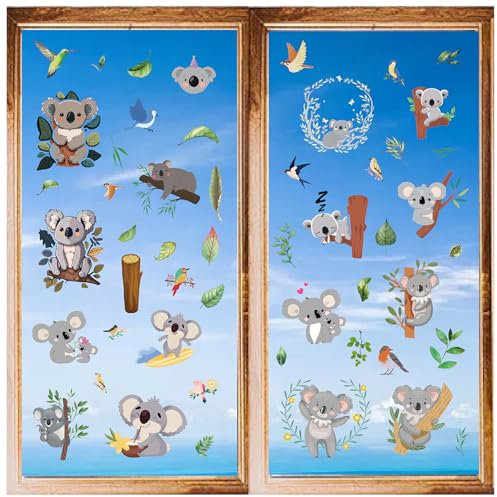 craspire 8 Stile Koala-Wandaufkleber, Tier-PVC-Fensteraufkleber, Wasserfest, Selbstklebend, Abziehen Und Aufkleben, Für Zuhause, Treppenhaus, Dekoration, Schlafzimmer, Wohnzimmer, Küche, Vitrine