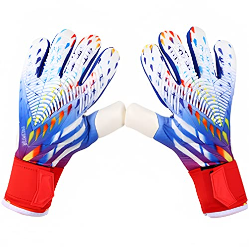 Torwarthandschuhe mit Fingersave, Jugend Größe 6/7/8/9/10, rutschfest, abriebfest - kompletter Handgelenkschutz - Ideale Fußball Torwarthandschuhe