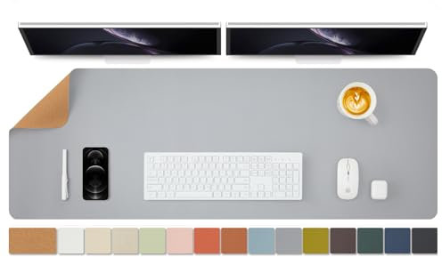 Kork Schreibtischunterlage - Doppelseitige Schreibtischauflage für Büro und Zuhause - Als große Mausunterlage und Schreibtischmatten auf Schreibtischen（Grau、120cmx43cm）