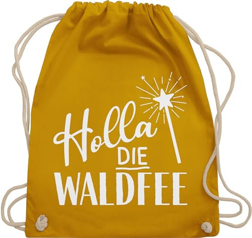 Turnbeutel Rucksack - Statement - Taschen - Holla die Waldfee Karneval Kostüm Waldfee Accessoires Lustige Sprüche Witziger Spruch - Unisize - Senfgelb - statements beuteltasche beutel tasche sport