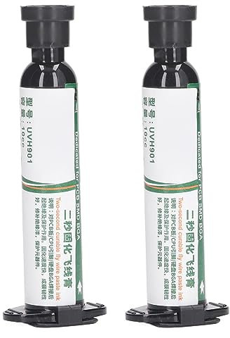 LOCADENCE 2Pcs Solder Mask Ink, 10CC UV Curing Repair Paint Solder Resist Ink PCB BGA Repair Paint for Circuit Board Integrated Circuit Mobile Phone TV (White)