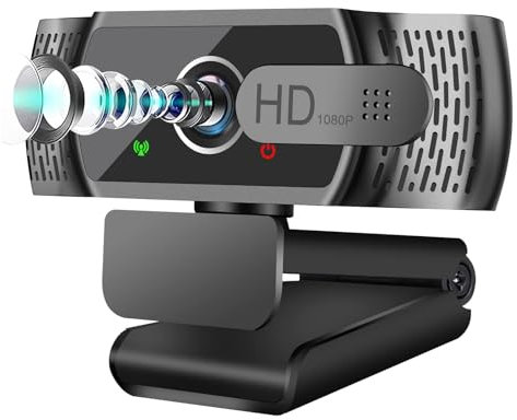 AJ STAR Webcam for PC with Microphone, 1080P FHD Web Camera for PC with Noise Reduction Microphone, Privacy Shutter & Mounts, Ideal for Facetime, Conferences, Zoom, Compatible with macOS & Windows