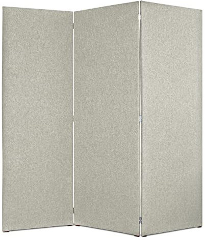 DESHOME - Separe Raumteiler im modernen Design, wasserabweisender Stoff mit Holzstruktur, 3 Türen - Trennwand, klappbarer Paravent (Taupe)