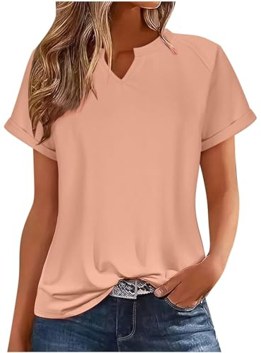 Longshirt Damen Lässig Für Leggings Eterna Hemden Comfort Fit T-Shirt O/V-Ausschnitt Einfarbig Basic Tshirt Kurzarm Blusenshirt Festliche Oberteile Poloshirt