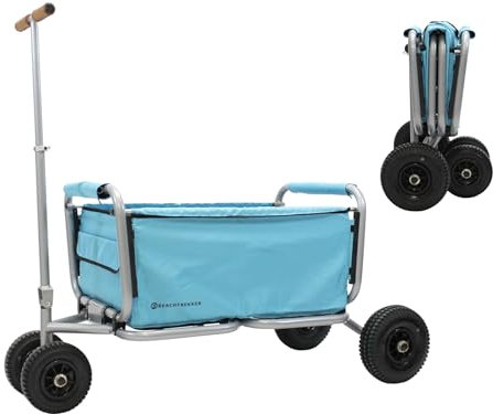 Beachtrekker Life Faltbarer Bollerwagen + Feststellbremse, klappbarer Handwagen (Gummi/PU-Reifen, Himmelblau)