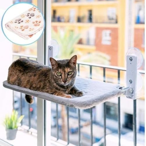 Amaca gatto finestra grigia letto + coperta (30 x 45)