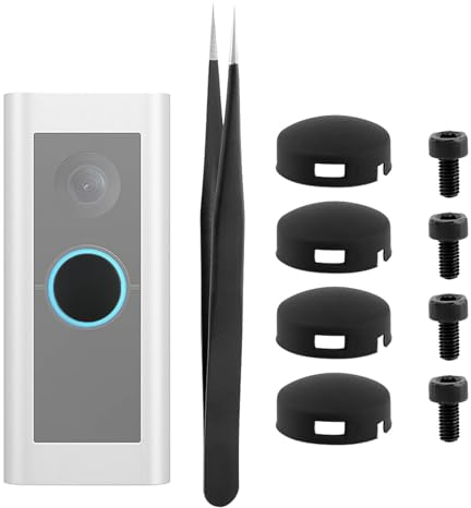 EMVANV 4 Pcs Doorbell Button Replacement,with Tweezer and Screws Doorbell Pro Buttons Replacement Video Doorbell Buttons Compatible with Doorbell Pro, Repair Split Cracked Broken Button(Black)
