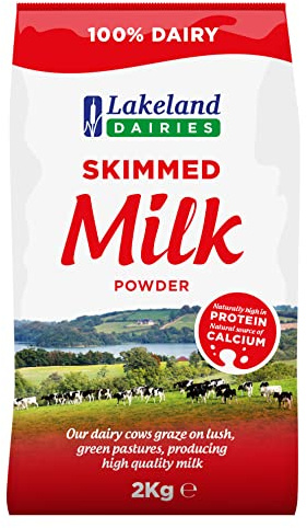 Lakeland Dairies Skimmed Milk Powder 2kg | Long Life Dried Milk | High Protein | Source of Calcium | 100% Dairy
