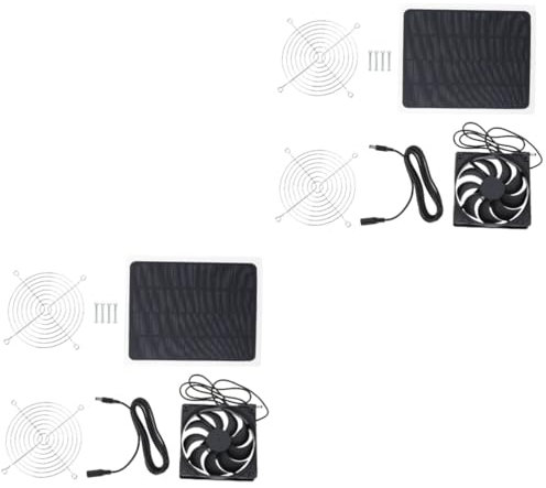 Sosoport 2juegos Ventilador Solar Para Gallinero y Casa De Instalación Enfriamiento Verano Accesorio Para Invernadero y Camping