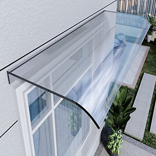 Transparent Curved Polycarbonate Front Door Canopy Awning Rain Shelter Cover for Porch and Window Water Resistant (40x330cm/15.7 x130)