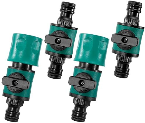 Conexión de Manguera de Jardín con Válvula, 4 Unidades Conector Accesorios de Manguera de Agua de Liberación Rápida, Válvula de Cierre de Manguera de Jardín, Conectores y Accesorios