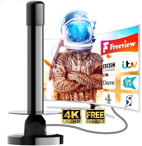 2025 Upgraded Indoor Aerial – Freeview 360° Range Reception, Magnetic Base, Compatible with All TVs, 300+ Miles Long Range, Supports 4K/1080P