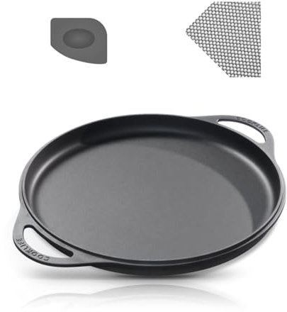 COOKLIFE 12 Inch Lightweight Pre-Seasoned Cast Iron Griddle - Smooth Polished Surface, Easy to Clean Cast Iron skillets Use in the Oven, on the Stove or Grill, Over a Campfire