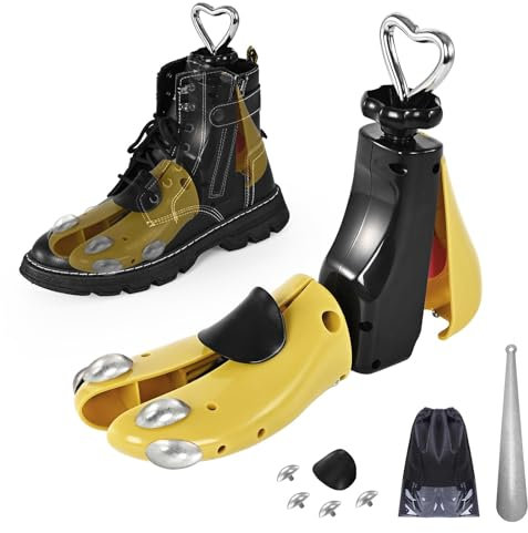 UHIAGREE Shoe Stretcher Women Men, Boot Stretcher, Adjustable Unisex Boot Wide Feet Metal Plug, L for Wm's 11-14; Men's 10-14 (Yellow, 1pcs); Metal Plug, 10-14 M US, 11-14 W US