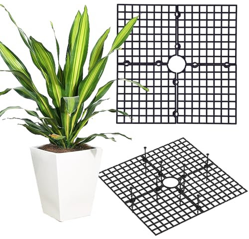 Yxmohala Lot de 2 grilles de protection pour pots de fleurs, chat, cadre de protection de jardin, découpable, protège la terre des animaux et des enfants, carrée, 30 x 30 cm