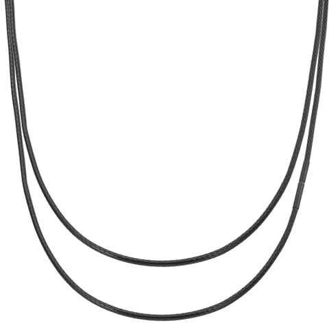 PATIKIL 20 Cordone In Pelle Per Collana, 2mm/0.08 Cordone Intrecciato In Pelle Impermeabile Catena In Corda Cerata Con Fermaglio In Acciaio Inox Per Uomo Donna DIY Ciondolo Regalo, Nero