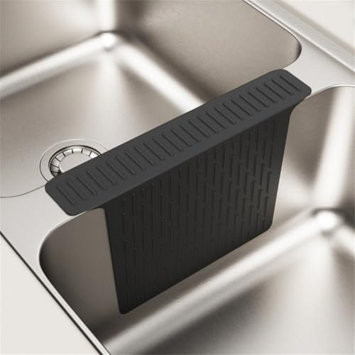 Sottosella in silicone per lavello, divisorio per lavello da cucina, resistente al calore, 44,7 x 32,5 x 0,15 cm, per lavello da cucina (nero)