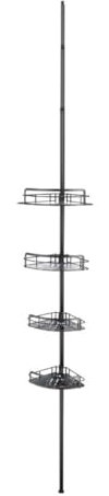 NESPIQ Corner Shelf Bookshelf Plant Stand Corner Shower Caddy Tension Pole 4-Tier Adjustable Shower Organizer Corner Shelf For Inside Shower For Bathroom For Kitchen Bedroom Office