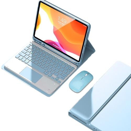 EHLCYS Touchpad Keyboard Case for Samsung Galaxy Tab S10 Plus/S9 Plus/S9 FE Plus/S8 Plus/S7 Plus/S7 FE 12.4 Inch, German QWERTZ Magnetic Removable Keyboard Cover with Pen Holder and Mouse,Blau