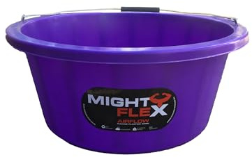 Mighty flex Shallow Feeder Bucket 15 Litre-Durable & Reusable-Wide Open Top with Strong Handle – For Livestock Feeding, Gardening, Mixing, Cleaning-Farm, Stable for horses or plaster bucket_Purple