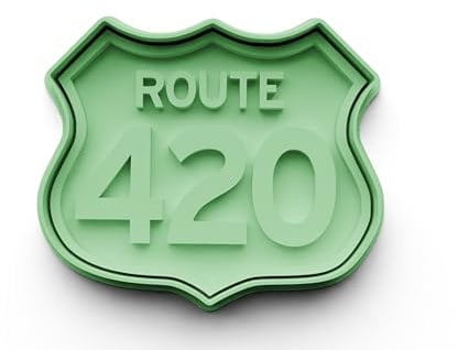 Keksausstecher Route 420 Schild – zweiteiliges Ausstecherset mit Stempel – PLA Ausstecher für 420-Fans, Cannabis-Liebhaber & kreative Geschenkideen – Mottoparty Zubehör