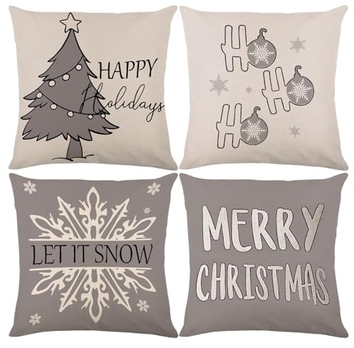 LOEPENLE Kissenbezug Weihnachten,4Pcs Weihnachten Dekokissen 40x40,Weihnachtskissenbezug,Dekorative Kissenhülle Winter,Kissenhüllen Weihnachte Zierkissenbezüge Kissenhüllen Weihnachtsserie