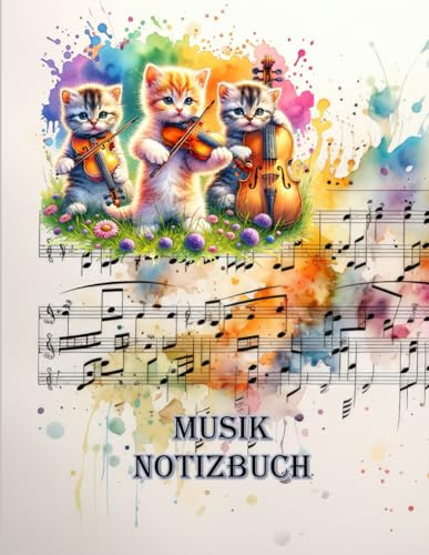 Musik Notizbuch: Musiker Kätzchen · 8,5x11 · 12 Systeme pro Seite · 100 Seiten