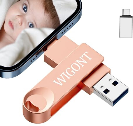 WIGONT Clé USB 256 Go en métal pour lPhone,Sauvegarde Photos et Vidéos | Cle usb pour lphone, lpad, PC, Android et tablette. Libère de l'espace. Clef USB de stockage externe en métal
