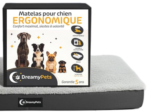 SWEET NIGHT Hundebett – wasserdichtes Kissen – Matratze mit abnehmbarem und waschbarem Bezug – ergonomisch und orthopädisch – weich und bequem – ideal für mittelgroße Hunde – 89 x 58 cm – Grau