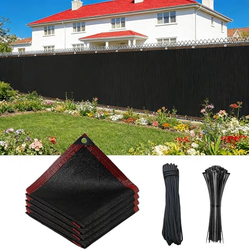 Sichtschutz 2 m x 5 m, Gartensichtschutznetz mit Bändern und Schnur, Außenzaun, UV-Block, reißfest, für Balkon, Garten, Pool, Sichtschutzbarriere