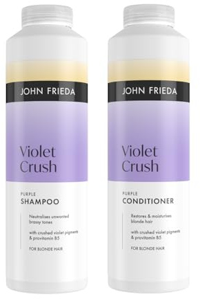 John Frieda Violet Crush Shampoo & Conditioner 500ml x2 | Blonde Hair Toning Duo, Soft Feel, Shine Support