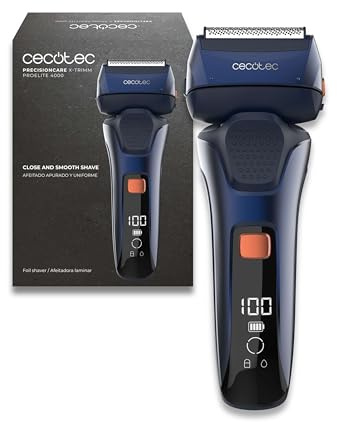 Cecotec Folienrasierer PrecisionCare X-Trimm ProElite 4000. 4 Klingen, 7500 RPM Motor, 60 Min Akku + 5 Min Schnellladung, IPX6, 360° Schwimmkopf, Display Mit Sperre, USB Für Schnelles, Glattes Finish