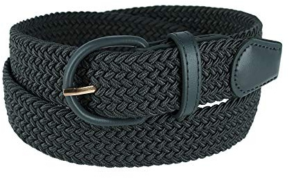 CTM Men's Elastic Braided Belt with Covered Buckle (Big & Tall Available), XXL, Grey