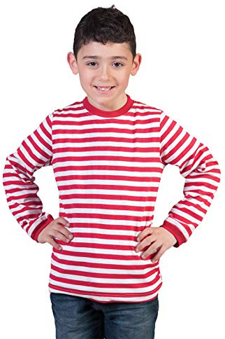Ringelshirt für Kinder Gr. 116 - 164 (140, rot-weiß)