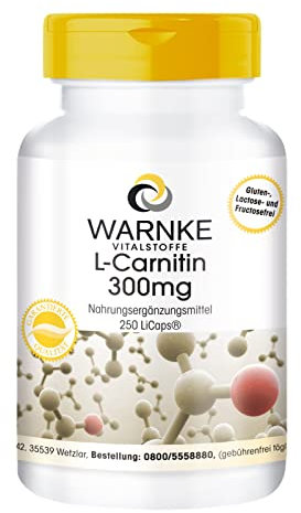 L-Carnitine 300mg - fortement dosé avec 900mg par dose journalière - 250 Licaps - Carnipure liquide | Warnke Vitalstoffe - Qualité des pharmacies allemandes