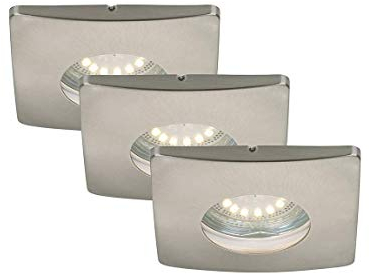 LED Einbauleuchten 3-er Set, Einbaustrahler, Einbauspots, LED GU10, 4 Watt, 330 Lumen, schwenkbar, IP44, Badezimmer / Bad geeignet, matt-nickel