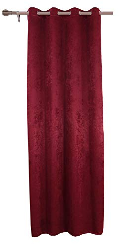 WOLTU Thermovorhang Kälteschutz wärmeisolierende Vorhänge Blickdicht mit Ösen, 250g/m² Schwere Verdunklungsvorhänge Damast Optik Gardinen Wohnzimmer Schlafzimmer, 135x245 cm Bordeaux (1 Stück)
