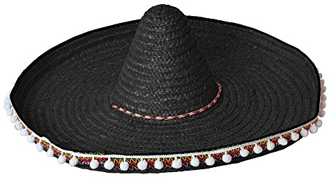 Bristol Novelty BH651 Strohhalm Sombrero, 60 cm, Schwarz, Unisex-Erwachsene, Einheitsgröße