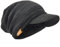 Herren Dick Knit Newsboy Cap Visier Mütze Hut Fleece Gefüttert Strickmützen B319 (Grau/Schwarz)