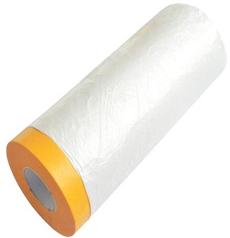 Sinzau Staubdicht Transparent Abdeckfolie mit Klebeband - 2,4m x 15m Malerfolie mit Klebeband Wasserdicht Möbelschutz Sprühfarbenabdeckung - Teppiche Schränke Sofa Haushaltsgeräte Auto