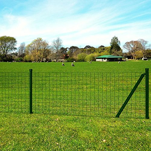 Tidyard Maschendrahtzaun mit Zaunpfosten Gitterzaun Drahtzaun Gartenzaun Drahtgitter Zaun Maschengröße 76 x 63 mm PVC-Beschichtet Stahl Grün 10 x 1,5 m