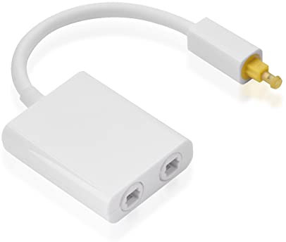 Tihebeyan Dual Port Digital Optical Audio Toslink Splitter Adapter Audio Fiber Optic Cable(White)